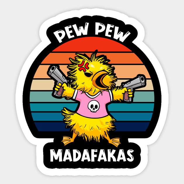 Pew Pew Madafakas: Adorable Duck with Guns Sticker by Holymayo Tee